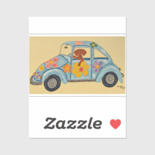 Adesivo Dachshund em carro Hippie