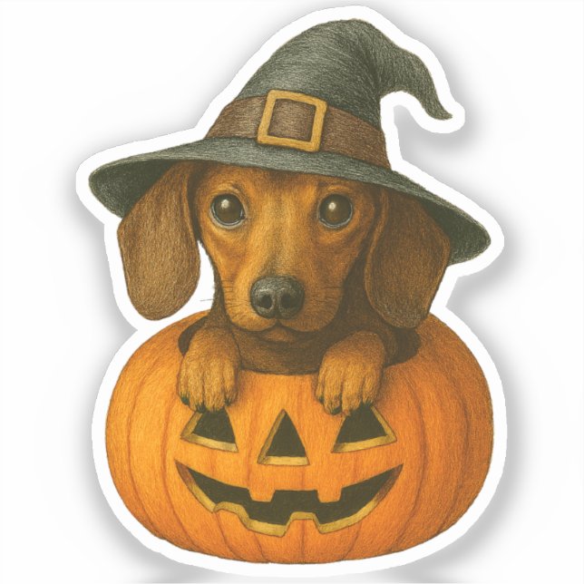 Adesivo Dachshund em Pumpkin (Frente)