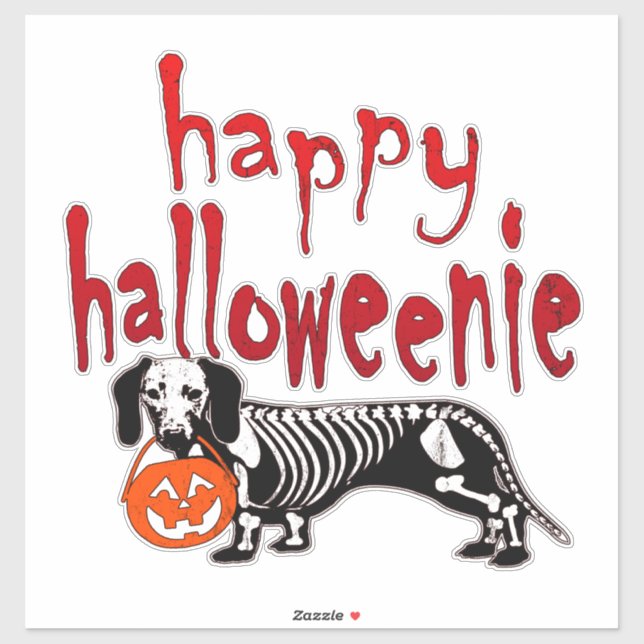 Adesivo Dachshund Halloween Figurume Happy Halloweenie Mem (Folha)