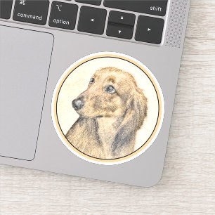 Adesivo Dachshund (Longhaired) Pintando Arte Original De C