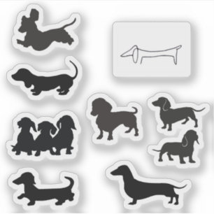 Adesivo Dachshund Silhueta Preta