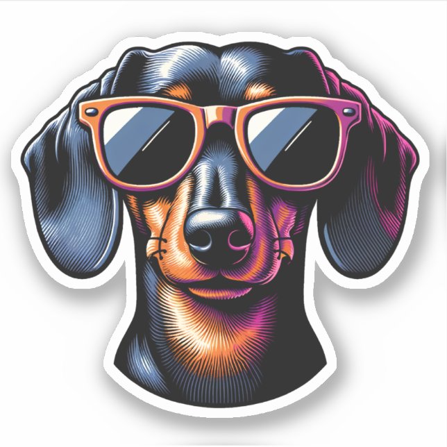 Adesivo Dachshund Vinyl Sticker - Óculos solares (Frente)
