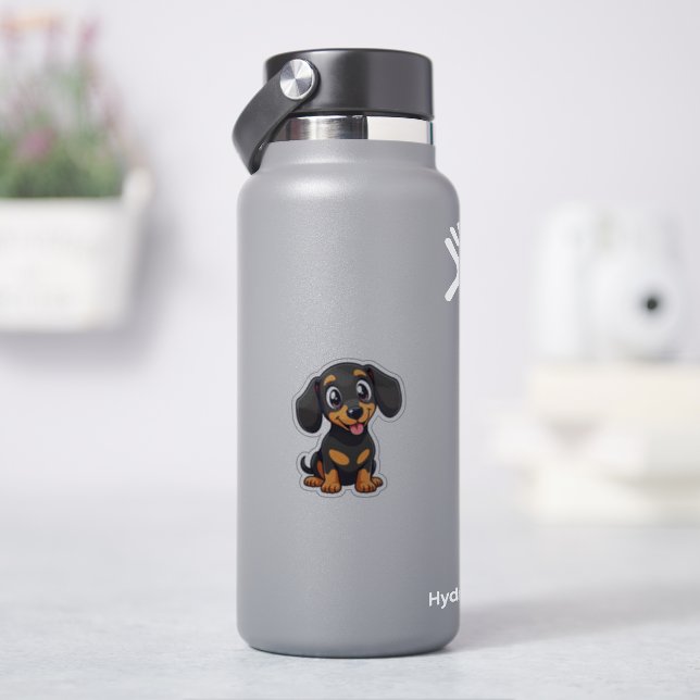 Adesivo Dachshundzinho brincalhão – Estilo Pastel Fofo (HidroFlask)