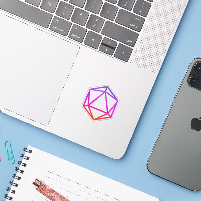 Adesivo Dados D20 Coloridos (Notebook com iPhone)