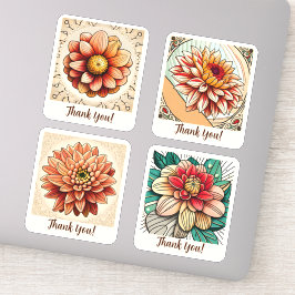 Adesivo Dahlia Flowers Groovy Retro Personalizado