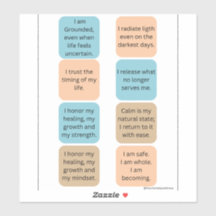Daily Positive Affirmations- 8 Wellness Stickers