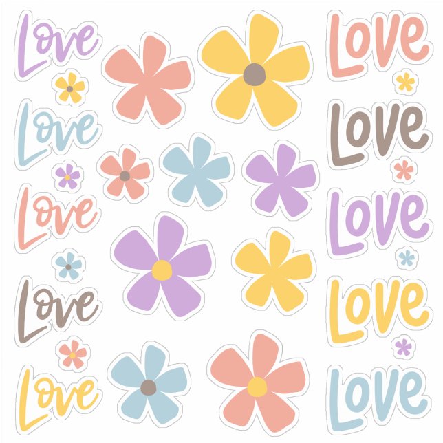 Adesivo Daisies and Love Sticker Sheet (Daisies and love . . . these stickers celebrate friendship, family, and spring!
)