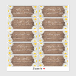 Adesivo Daisies Rustic Wood Wedding Guest Address Labels