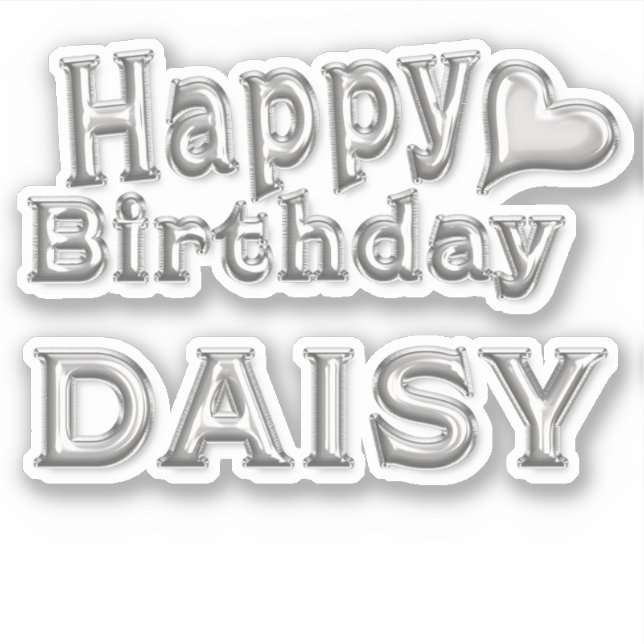 Adesivo Daisy Happy Birthday silver Aufkleber Sticker (Frente)
