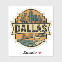 Adesivo Dallas Skyline Texas Travel Retro Badge 