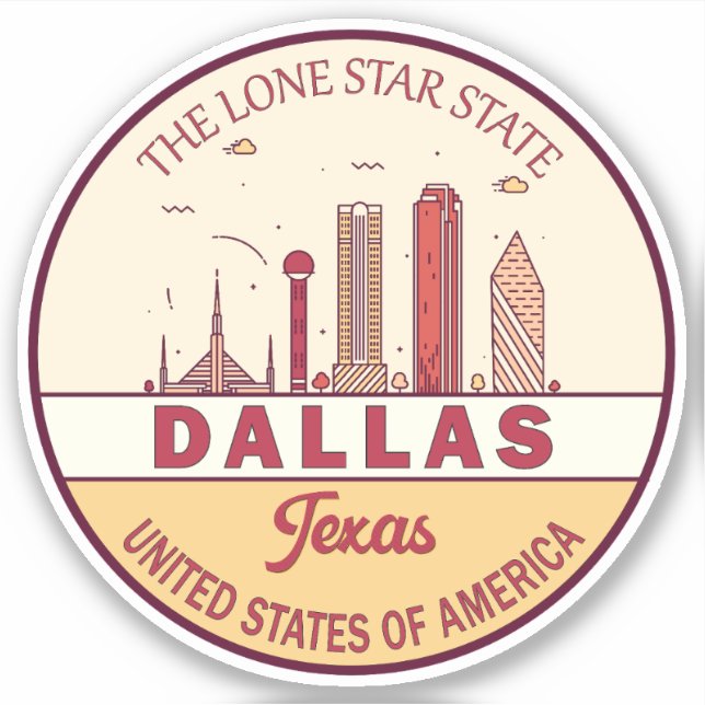 Adesivo Dallas Texas City Skyline Emblem (Frente)