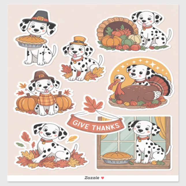 Adesivo Dalmatian Thanksgiving  (Folha)