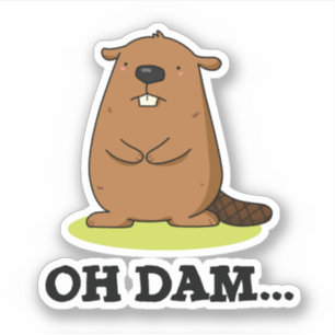 Adesivo Dam Cute Animal Beaver Pun Sticker