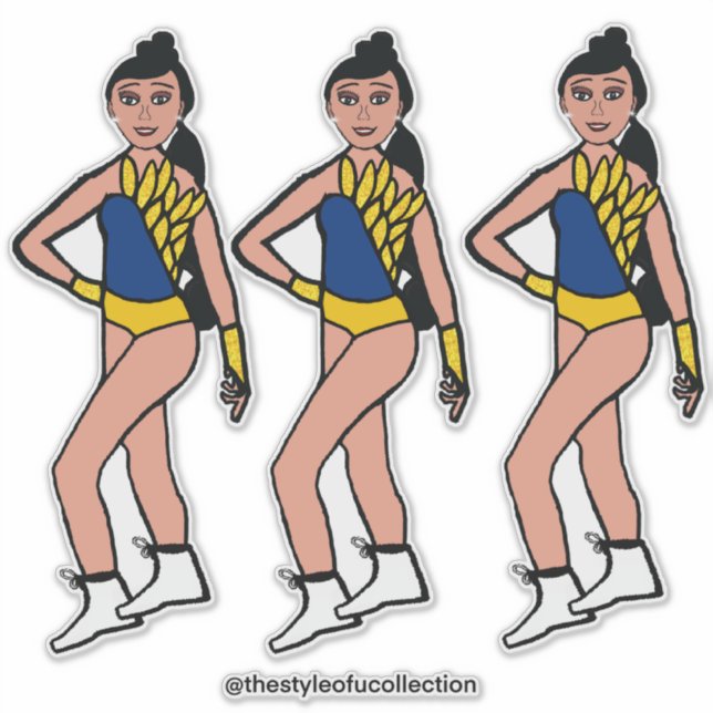 Adesivo Dançarina Blue Dourado nº 2 Sticker (Frente)