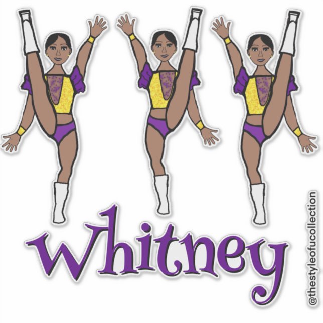 Adesivo Dançarina de Maiorette Amarela Roxa #2 (Frente)