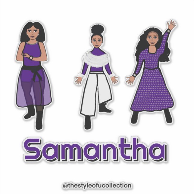 Adesivo Dançarina de prata branca tripla e roxa nº 2 (Frente)