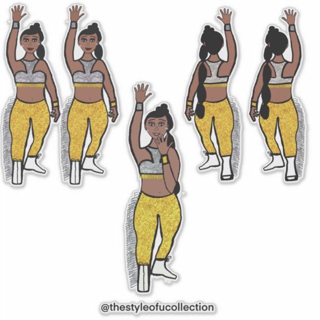 Adesivo Dançarina Prata Dourada nº 1 (Frente)