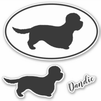 Adesivo Dandie Dinmont Terrier Dog Silhouettes Sticker Set