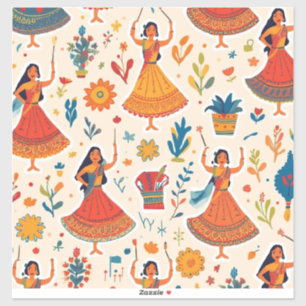 Adesivo Dandiya Nights Seamless Pattern - Festival Indiano