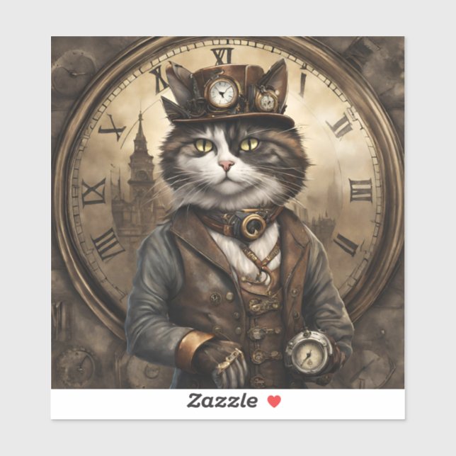 Adesivo Dapper Steampunk Calico Cat (Folha)