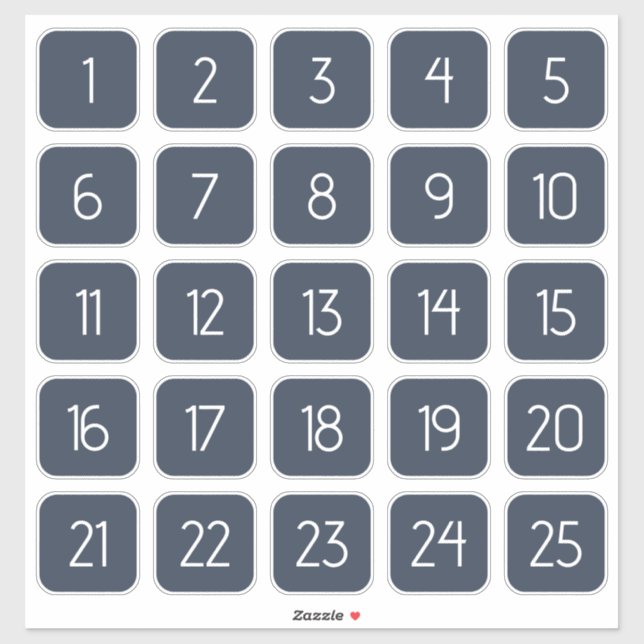 Adesivo Dark Blue Customizable Square Number Stickers  (Folha)