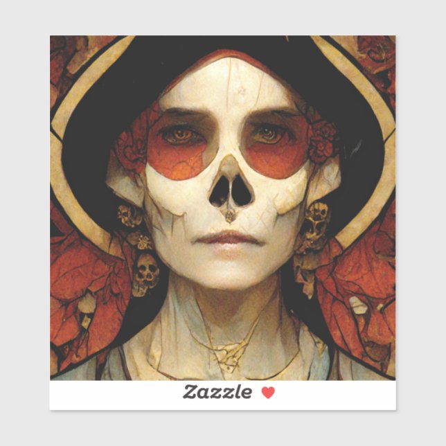 Adesivo Dark Fantasy Gothic Skull Mulher 2 (Folha)