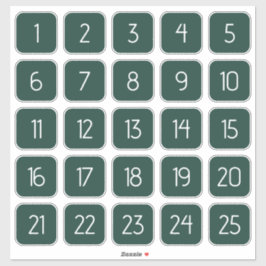 Adesivo Dark Green Customizable Square Number Stickers