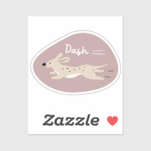 Adesivo "dash", bonito, ilustra cão longo, tudo bege