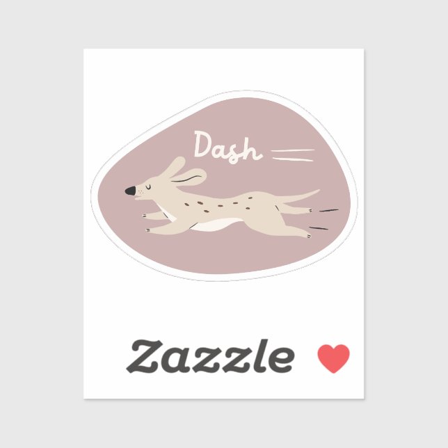 Adesivo "dash", bonito, ilustra cão longo, tudo bege (Folha)