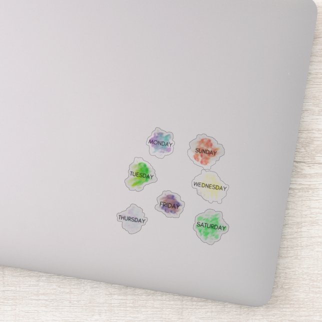 Adesivo Days of the Week Planner Sticker Watercolor (Detalhe)
