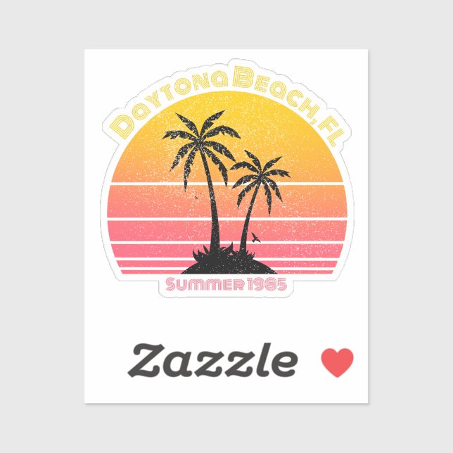 Adesivo Daytona Beach Retro Sunset Palms (Folha)