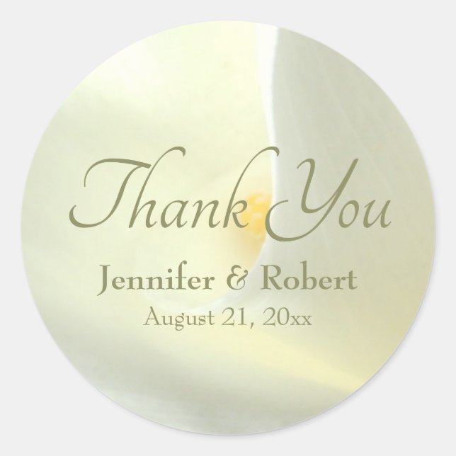 Adesivo de Agradecimento de Lírio Calla Branco Ele (Frente)