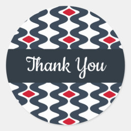 Adesivo de agradecimento ondulado vermelho e azul