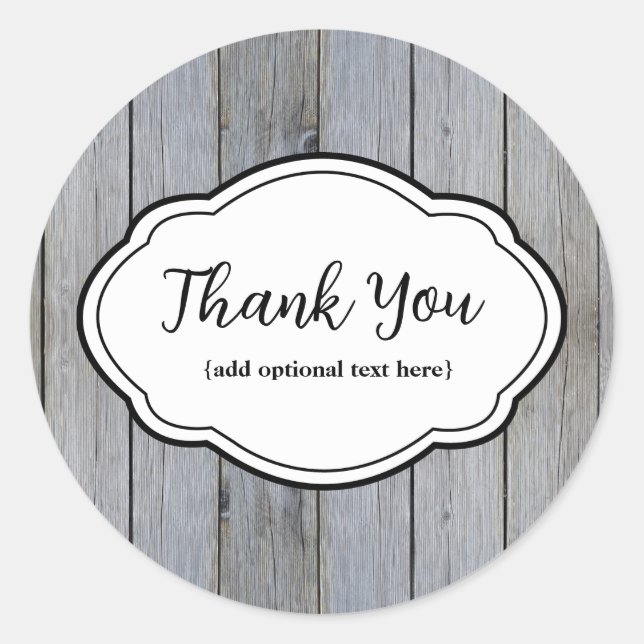 Adesivo de Agradecimento Personalizável Madeira De (Frente)