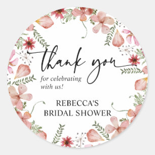 Adesivo de Agradecimento Rosa Pêssego Redondo / Qu