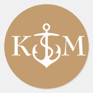 Adesivo de Âncora com Iniciais em Dourado