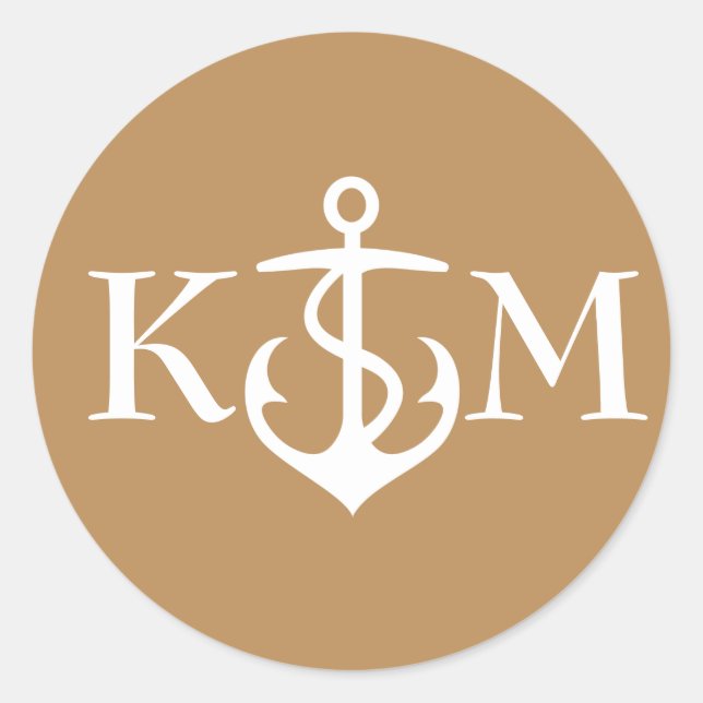 Adesivo de Âncora com Iniciais em Dourado (Frente)