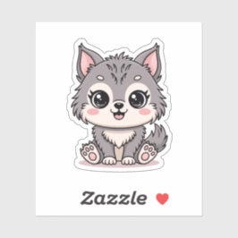 Adesivo de Animal Lobo Bebê Kawaii