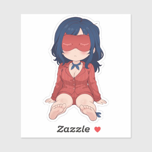 Adesivo de Anime Fofo Chibi Mita Sonolento (Folha)