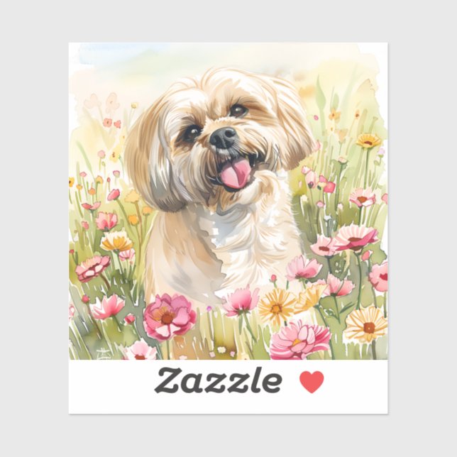 Adesivo de Aquarela do Lhasa Apso (Folha)
