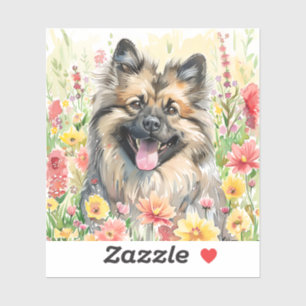 Adesivo de Aquarela Keeshond