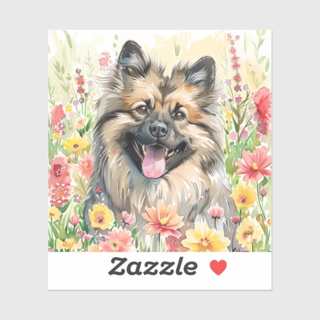 Adesivo de Aquarela Keeshond (Folha)
