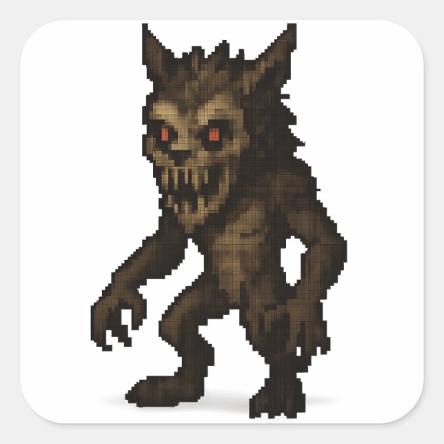 adesivo de arte em pixel monstro do lobisomem asso (Frente)