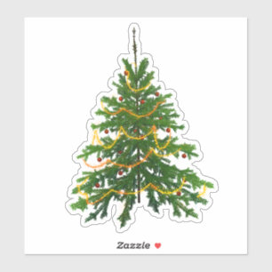 adesivo de árvore de Natal fofo verde clássico de 