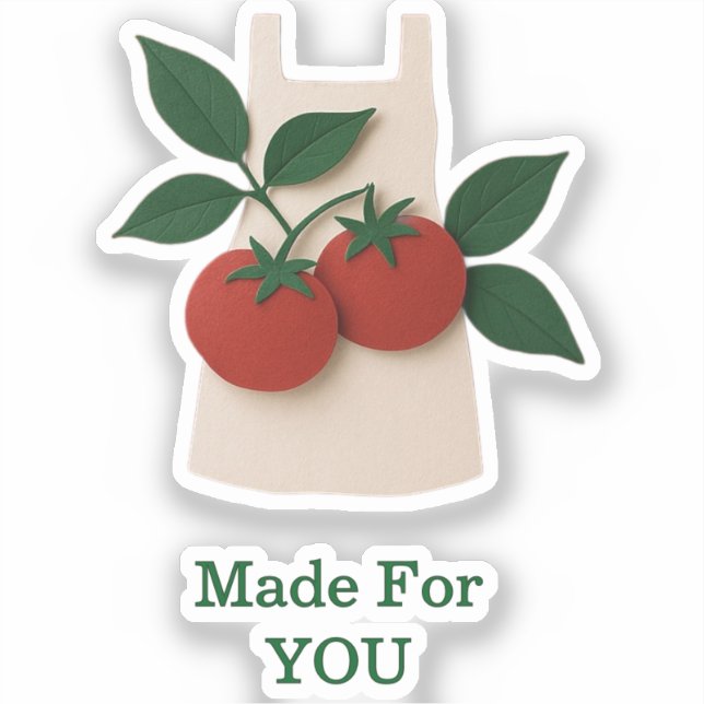 Adesivo de Avental de Tomate — Feito Para Você (Frente)