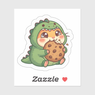 Adesivo de Biscoito de Hamster Dinossauro Kawaii