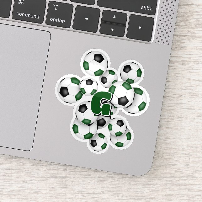 adesivo de bolas de futebol preto verde com monogr (Detalhe)