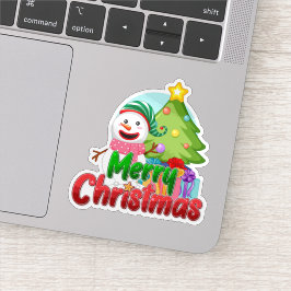 Adesivo de boneco de neve de Natal feliz