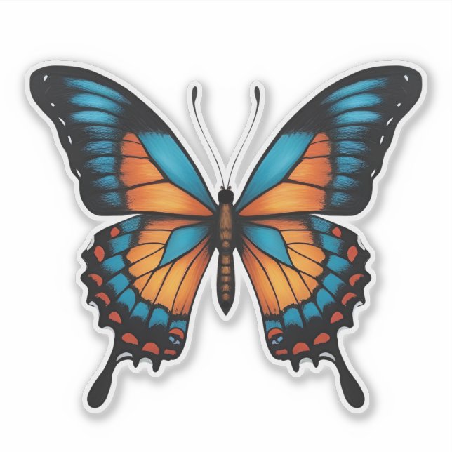 Adesivo de borboleta azul e laranja (Frente)