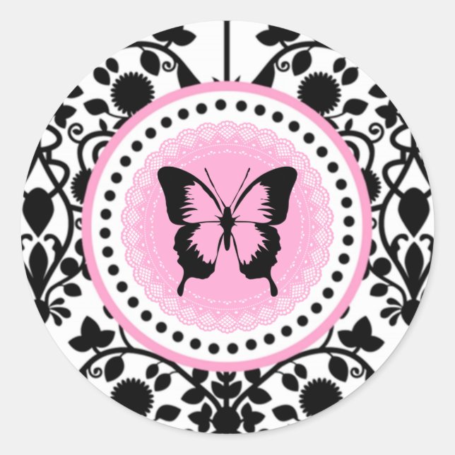 Adesivo de borboleta rosa e preta (Frente)